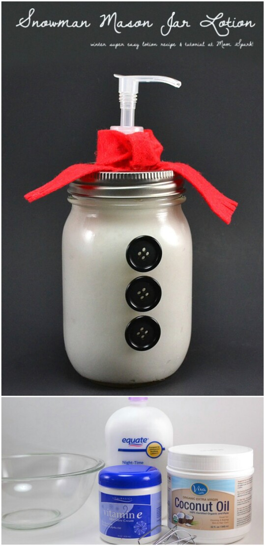 dollar store christmas decoration - mason jar lotion