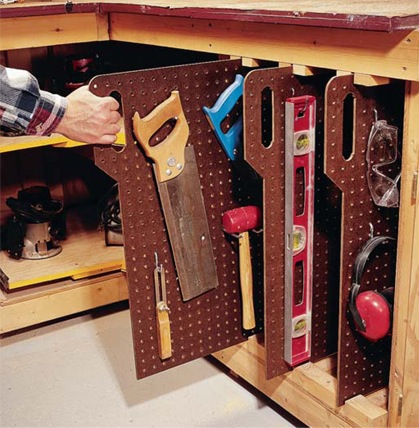 Pegboard Slides for Tool Organization