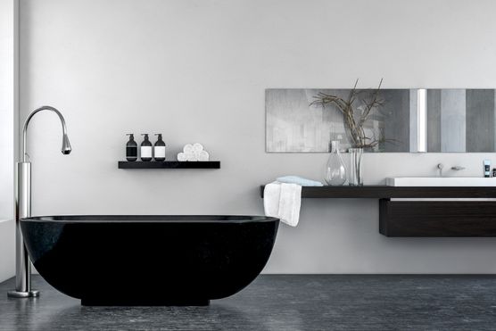 black vanity for bathroom, white wall finish