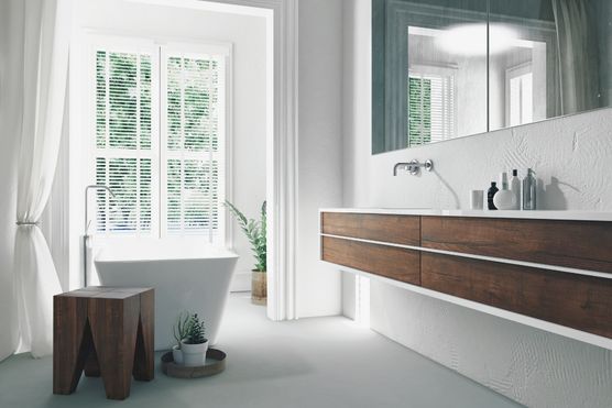 modern style bathroom vanity and bathtub