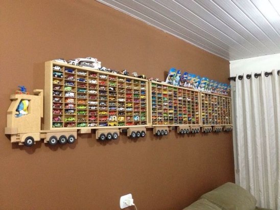 Storing hot wheels on a wall decor