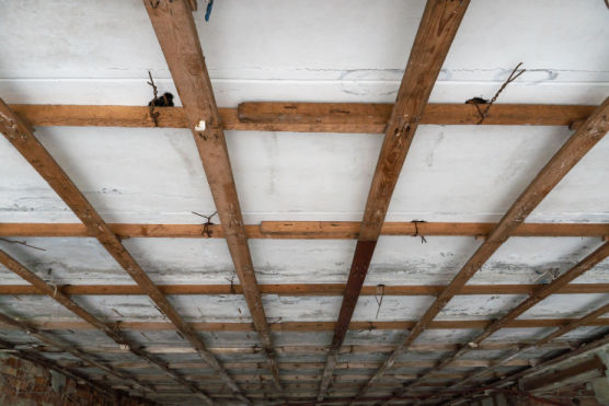 wooden plank ceiling