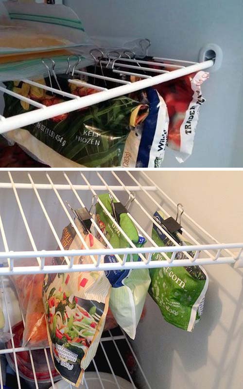 Use hanging clips - 31 Small Pantry Organization Ideas