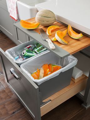 Pull-Out Cutting Board Above Bin: 31 Best Shelving Ideas For More Storage 